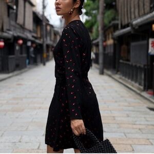 Rails Lola Metallic Cherries Long Sleeve Wrap Dress XS